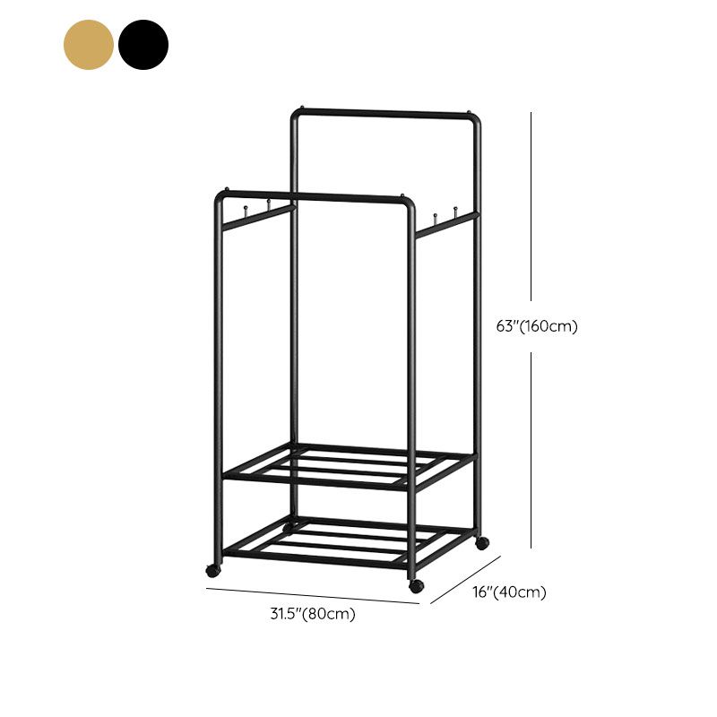 Modern Hall Stand 2 Hanging Rails and Storage Shelving Entryway Kit with Castors