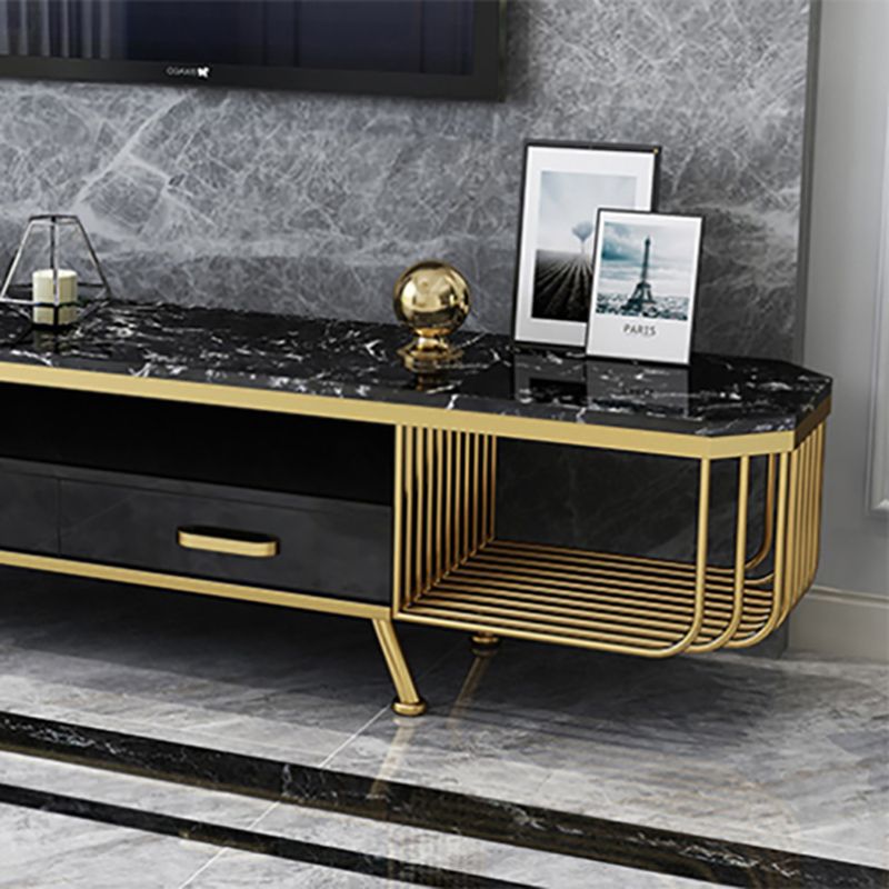 Open Storage Media Console Glam TV Stand Console with Drawer