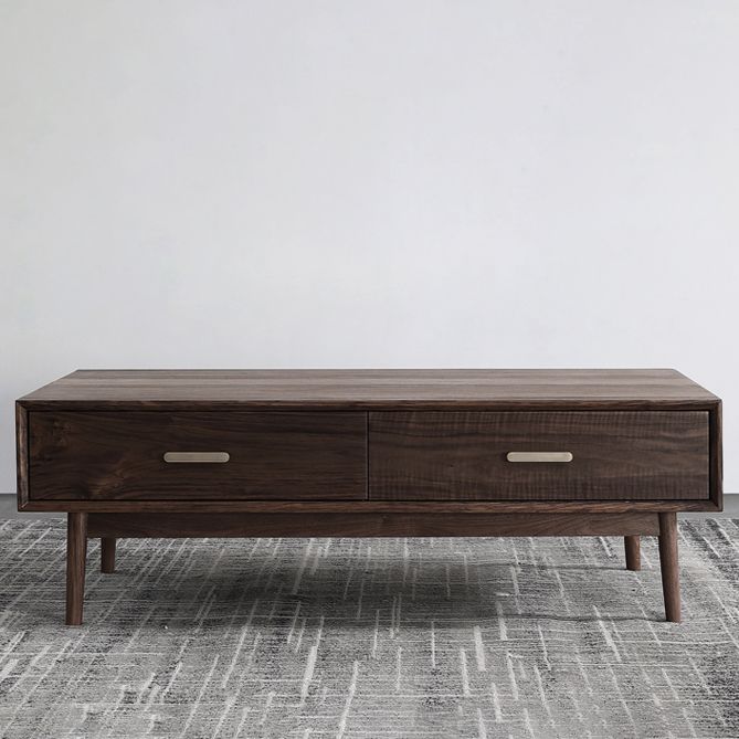 Mid-Century Modern Solid Wood 4 Legs Coffee Table with Drawer