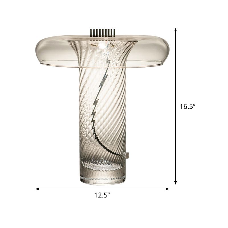 Klarer Twisty Glass Pilz Tischlampe Minimalist Kreatives 1-Licht-Nachtlicht für Wohnzimmer