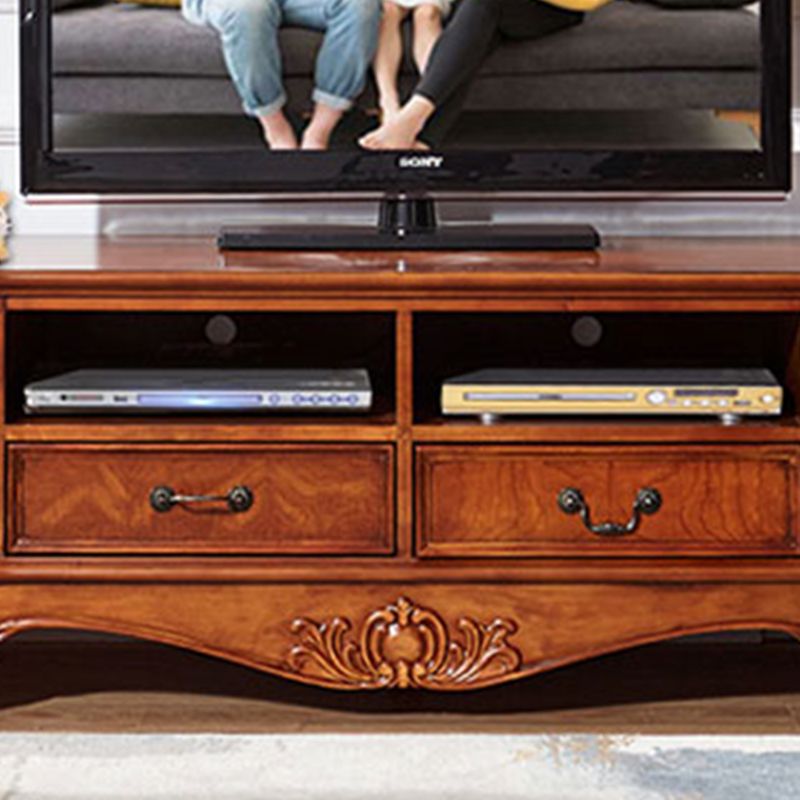 Wooden Stand Console Traditional Style Home TV Stand Console with Drawers