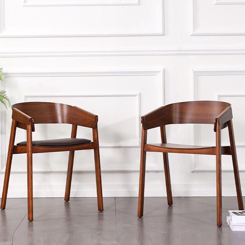 Wood Dining Arm Chair Modern Open Back Dining Chair with Wood Legs