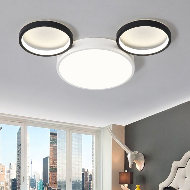 Mouse Shaped Ceiling Lamp Simple Style Acrylic Flush Mount Light in White for Child Bedroom