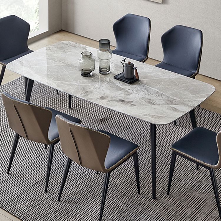 Minimalistische rechthoek gesinterde stenen eettafel met metalen basis eettafel voor restaurant