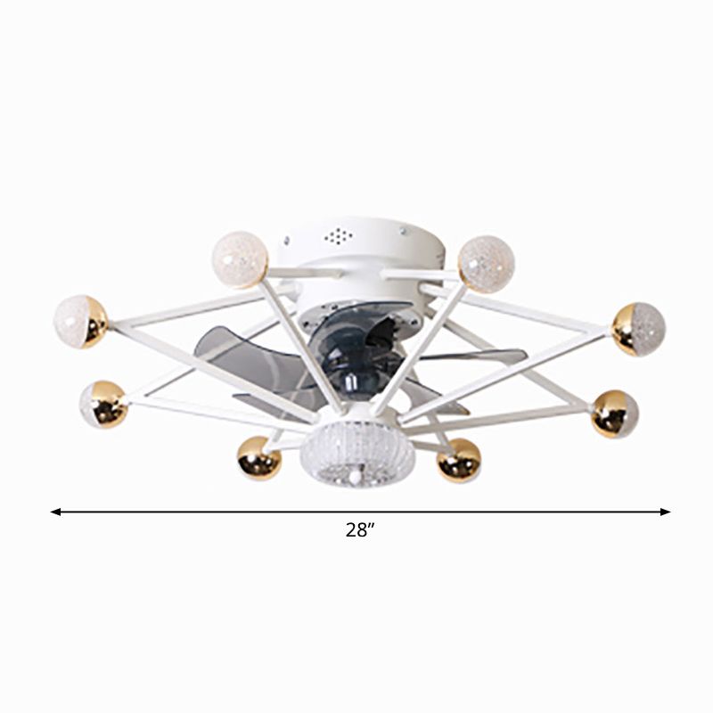 5-blade ster woonkamer ventilator lamp metaal Noordse LED semi-spoelplafondlicht met afgelegen, 28,5 "breed