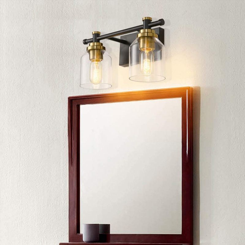 Black 2/3/4-Light Bathroom Vanity Light Modern Glass Shaded Bath Bar