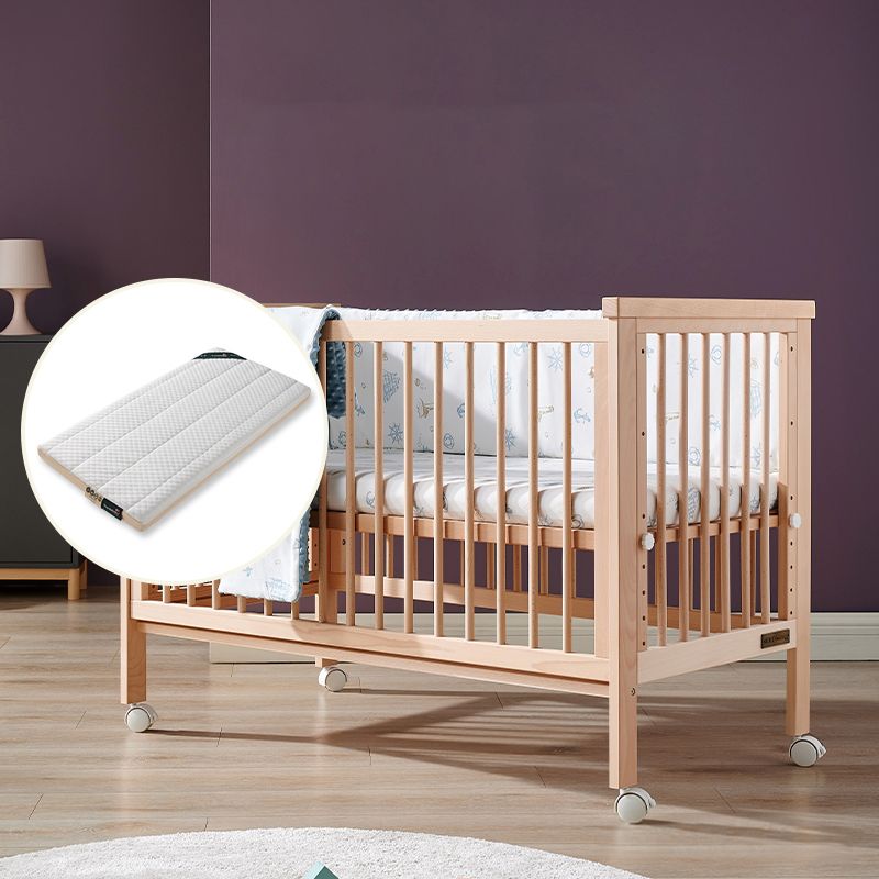 Rectangle Movable Crib Home Solid Wood Adjustable Height Crib