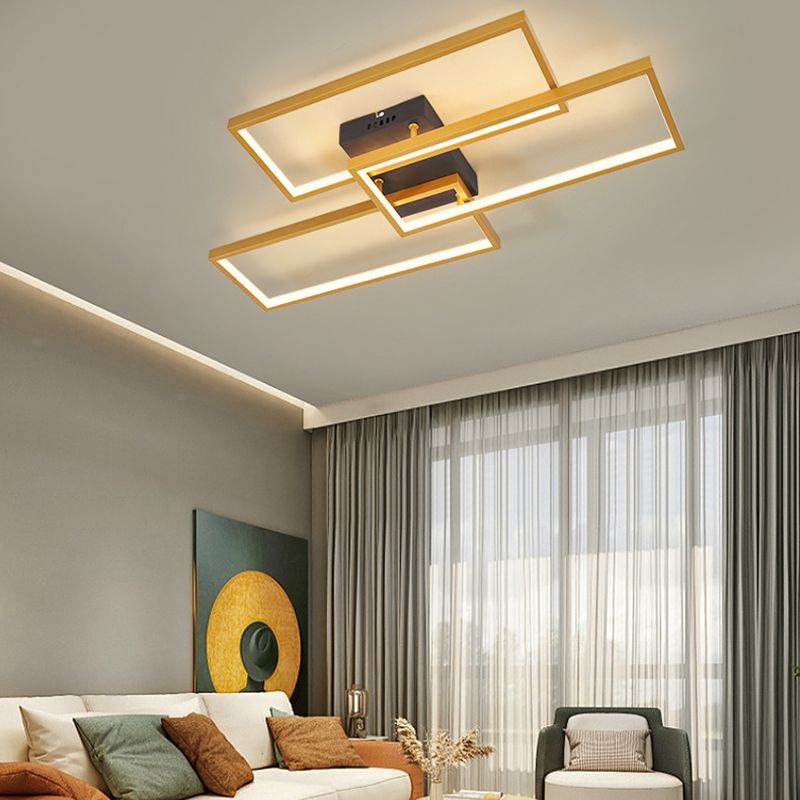 Modern Rectangle Shape Flush Mount Light Fixtures 3 Light Flush Mount Ceiling Light