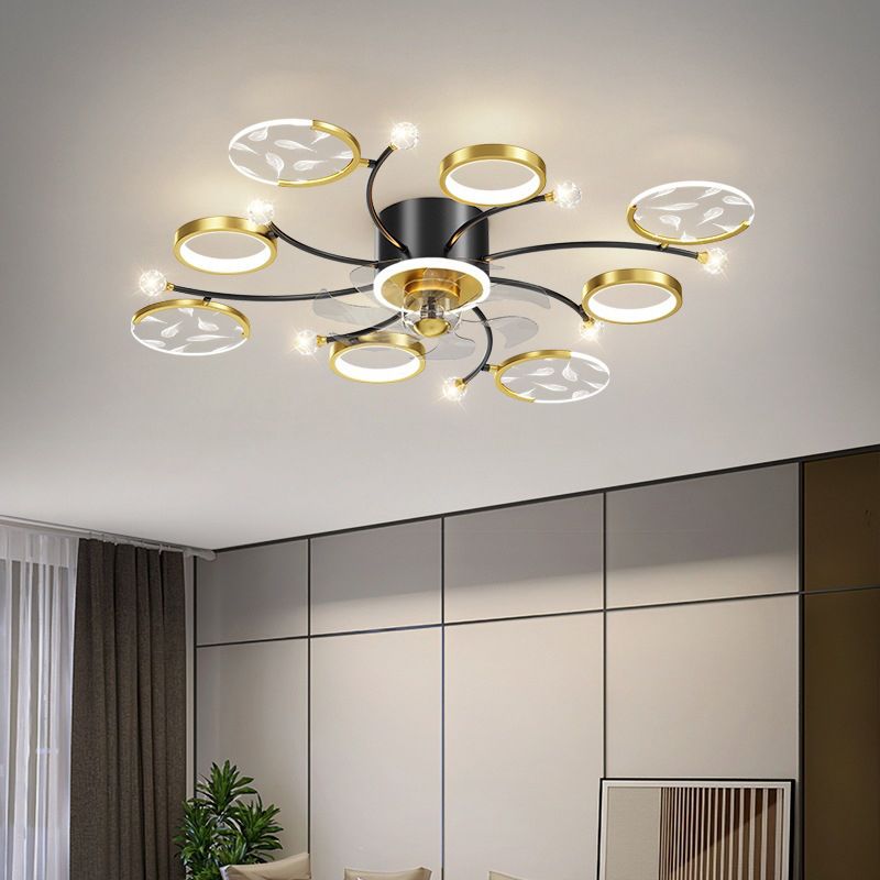 6/8/10-Light Golden Ceiling Fan Lamp LED Ceiling Fan Light for Living Room