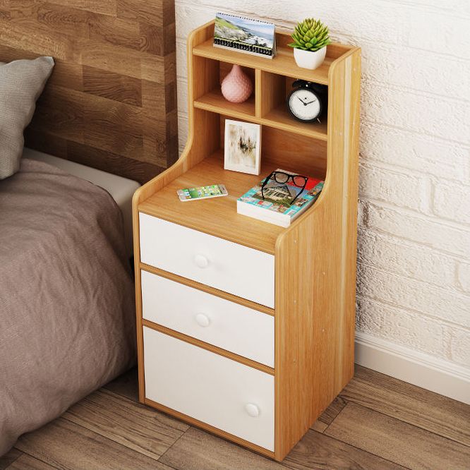 Wooden Bedside Cabinet Modern Style Minimalist Bedside Table with Drawers