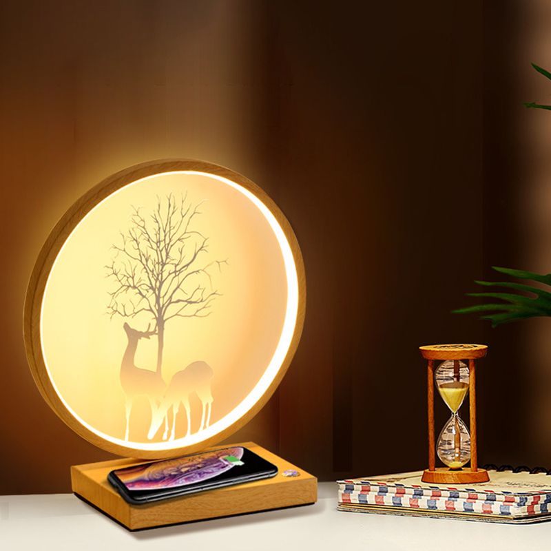 Circular LED Desk Lamp Contemporary Metal Single Light Table Lamp