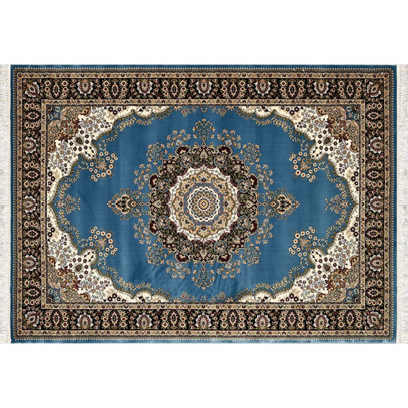 Victorian Flower Printed Rug Polyester Area Rug Non-Slip Backing Indoor Carpet for Living Room