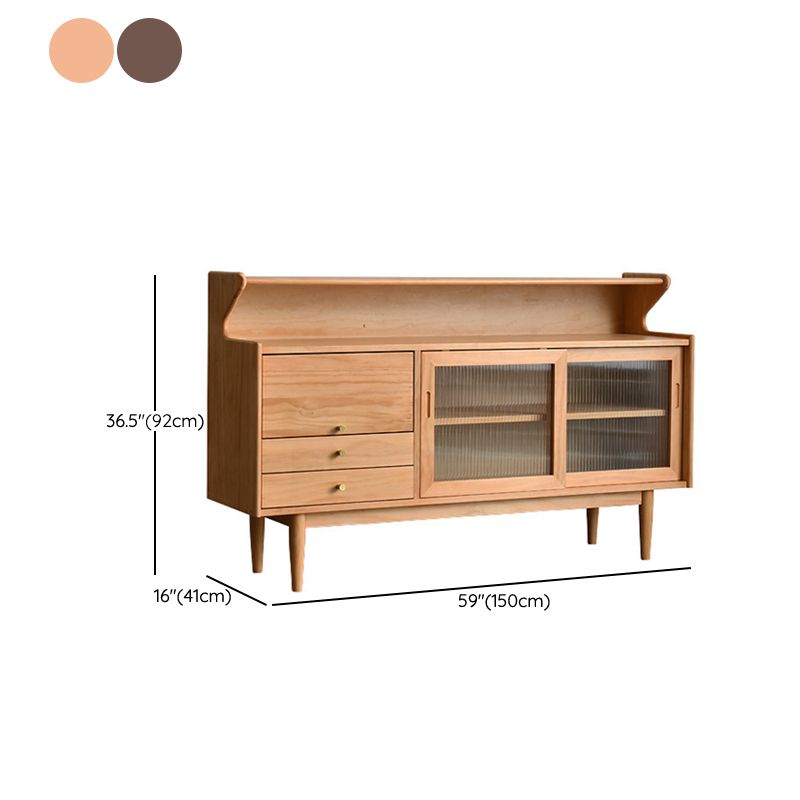 Modern Cherry Wood Sideboard Buffet Cabinet Drawers and Doors Buffet Sideboard