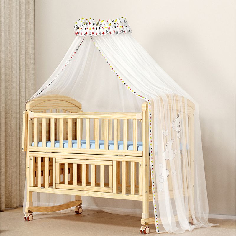 Traditional Wood Nursery Crib Pine Arched Crib with Guardrail