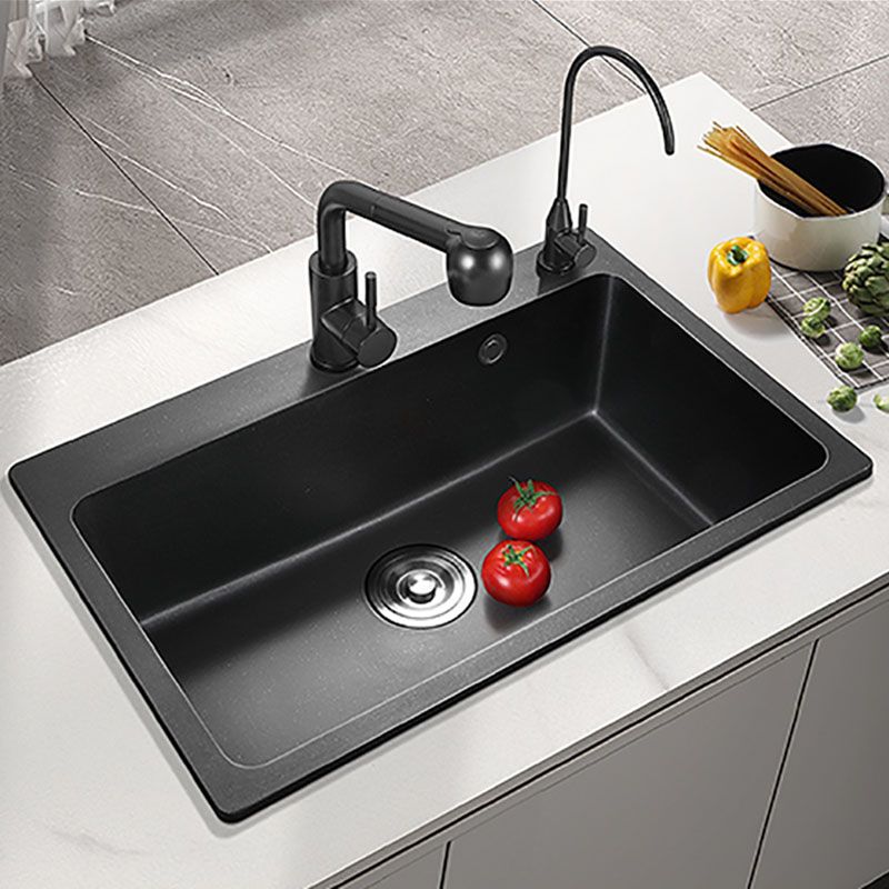 Quartz Kitchen Sink Modern Drop-In Kitchen Sink with Drain Assembly