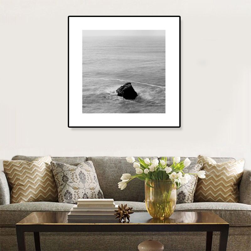 Dark Photograph Sea Scenery Art Print Textured Contemporary Living Room Wall Decor