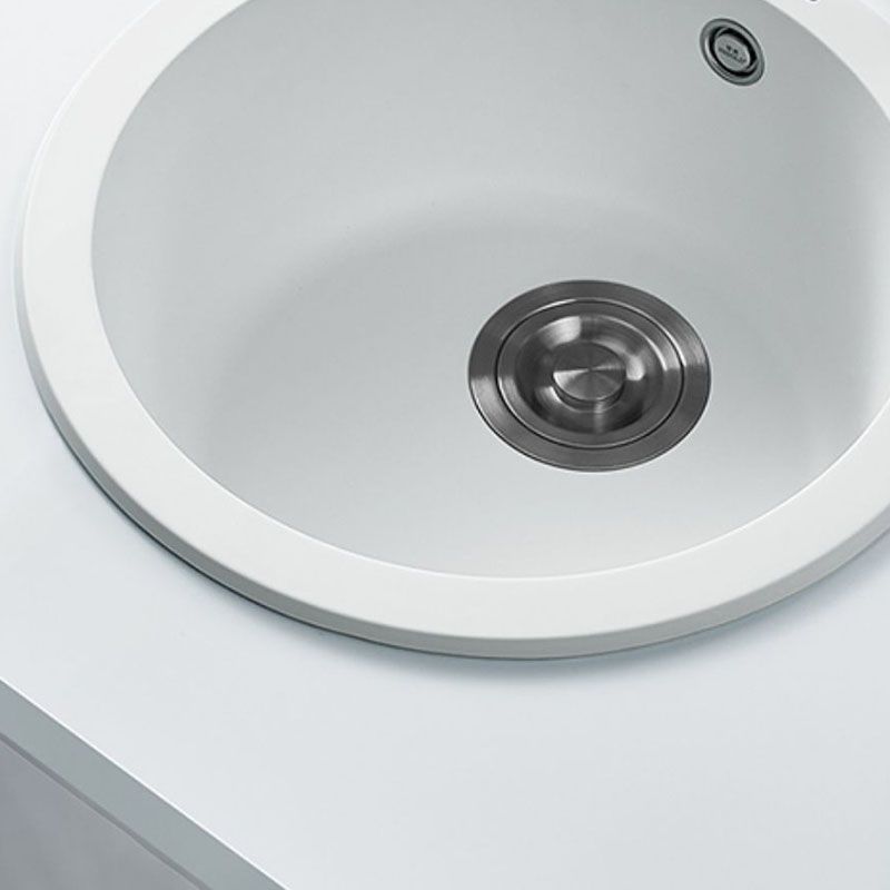 Quartz Kitchen Sink Round Single Basin Kitchen Sink with Drain Assembly