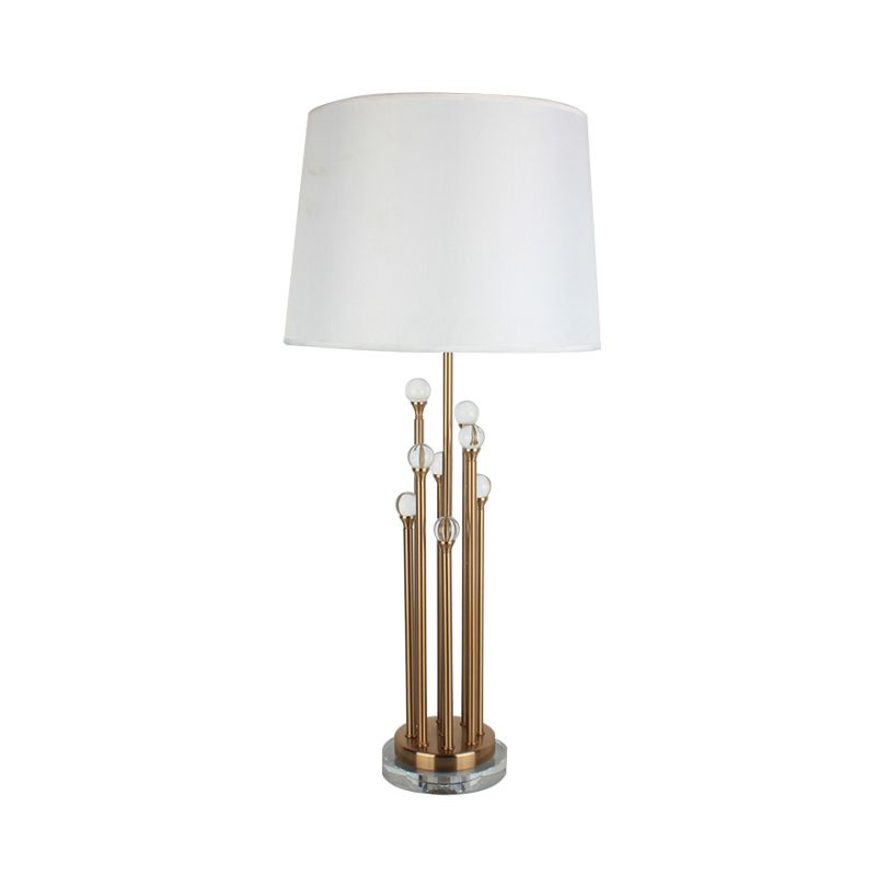 Contemporary Tapered Drum Task Light Fabric 1 Head Night Table Lamp in Gold for Bedroom