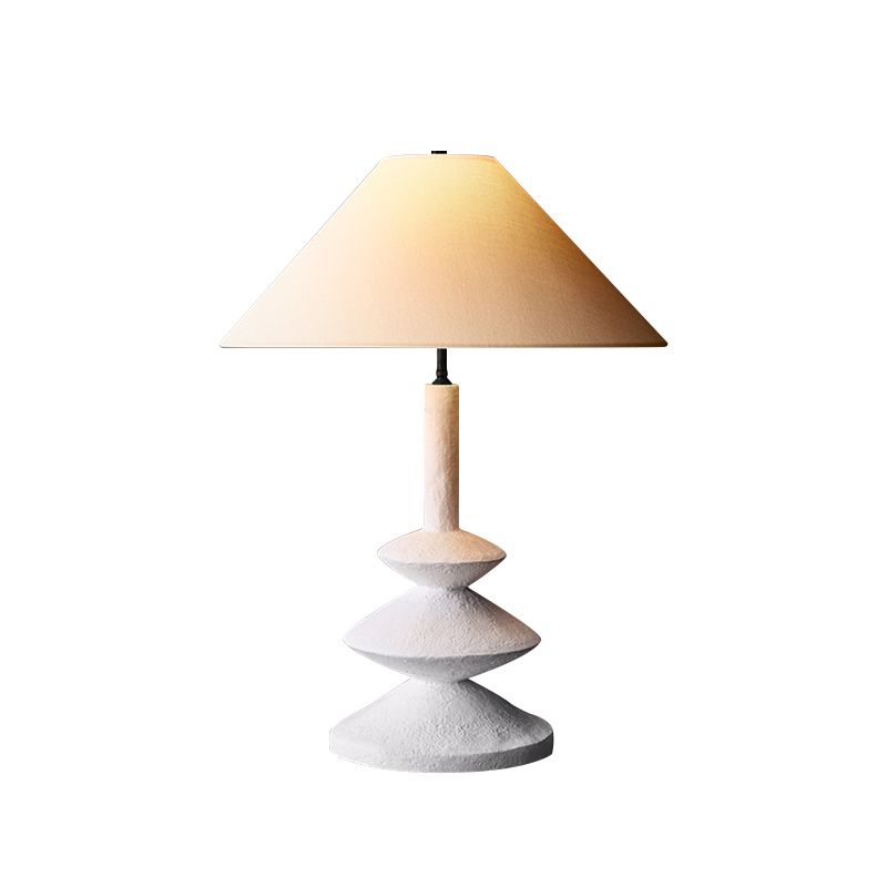 3 Tiers Resin Table Light Modern Novelty 1-Light White Nightstand Lamp with Wide Flare Shade