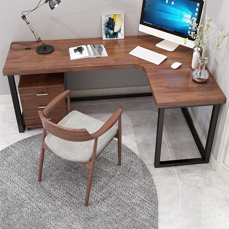 Home Writing Table Industrial L-Shape Solid Wood Working Desk