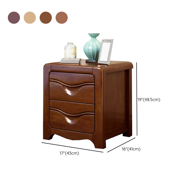 Solid Wood Night Table Traditional Bed Nightstand with Drawers