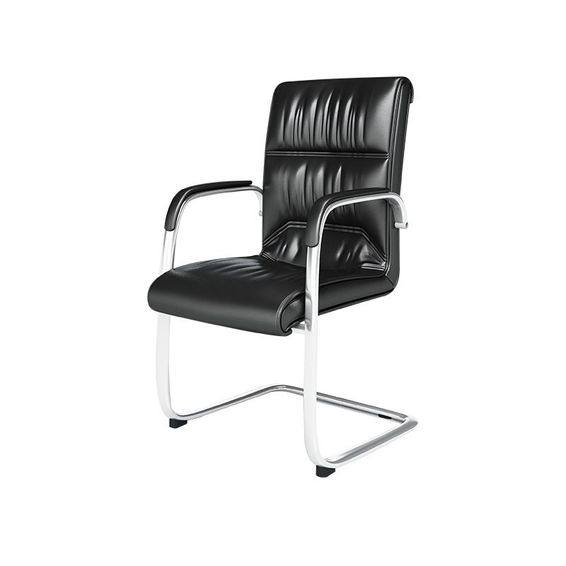 No Distressing Leather Office Chair High Back Fixed Arms Chair