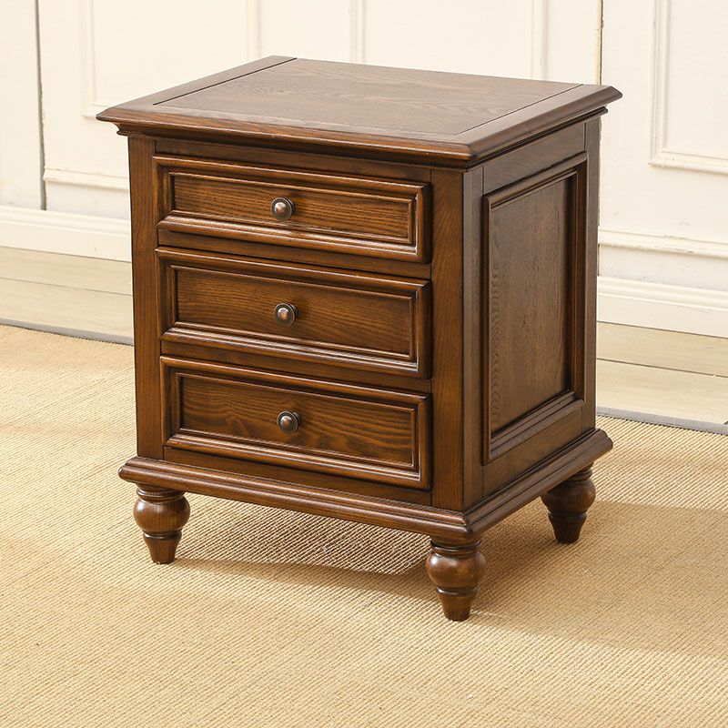 Traditional Night Table Storage Bed Nightstand with 3 Drawers for Home