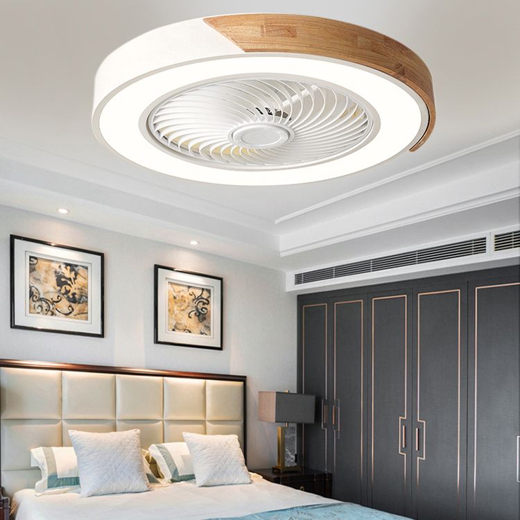 LED Ceiling Fan Light 1-Light Wooden Ceiling Mount Lamp with Acrylic Shade for Bedroom