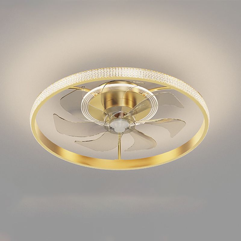 Modern Round Fan Light Metal Gold LED Flush Mount Light for Living Room