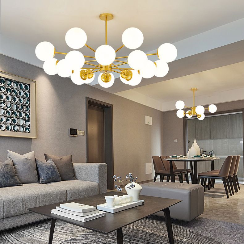 Modern Style Glass Hanging Lighting Fixture Household Chandelier for Sitting Room