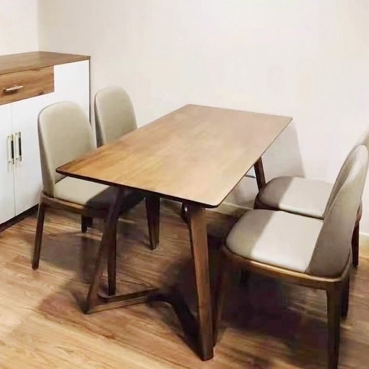 Vaste minimalistische massief houten bovenkant keukentafel set bruin voor eetkamer