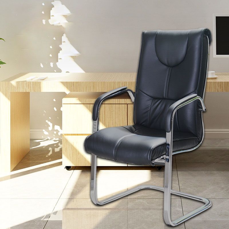 Modern Computer Chair Fixed Arms Chair High Back Leather Chair