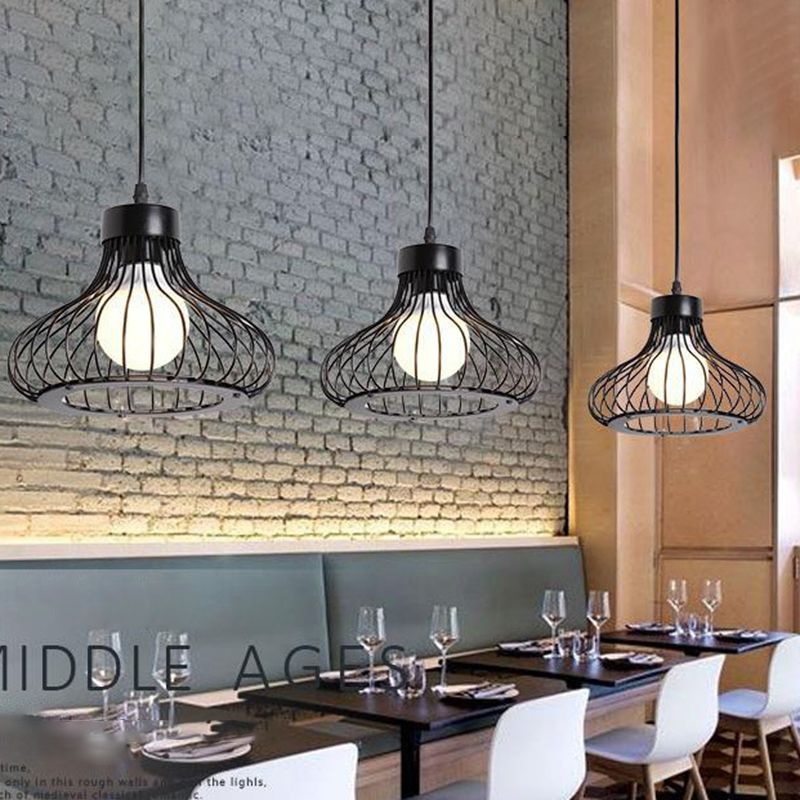 Vintage Bird Cage Pendant Light Industrial Style Pendant Light Fixtures for Restaurant