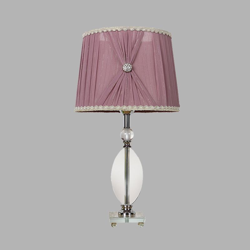 1 Light Bedroom Night Light Rustic Purple Nightstand Lamp with Conical Crystal Shade