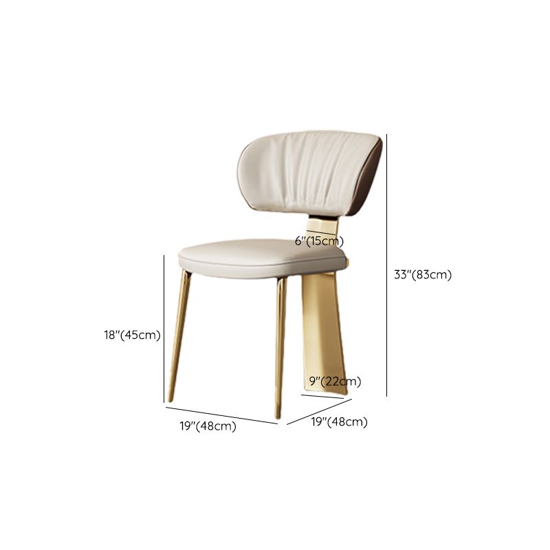 Glam Upholstered Armless Chair Home Dining Chair in Gold Legs