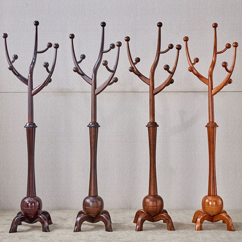 Traditional Coat Rack Free Standing Coat Hook Rubberwood Hall Stand