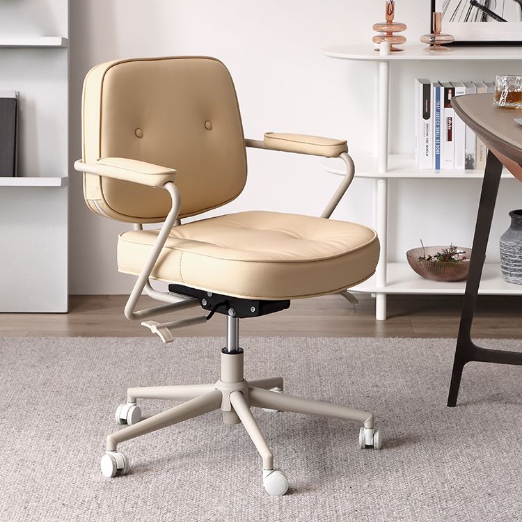 Contemporary Padded Arms Task Chair Leather Desk Chair for Office