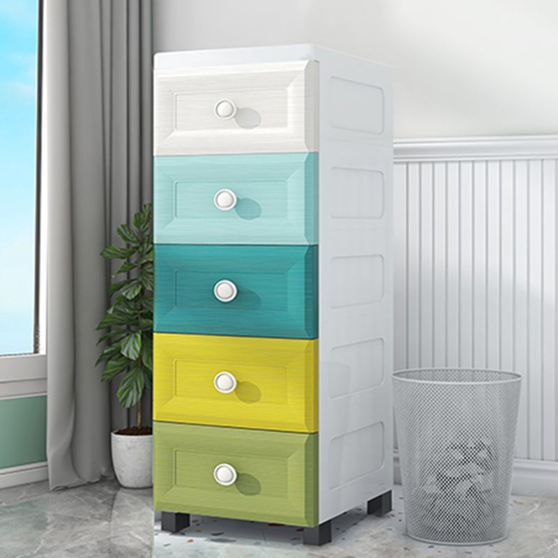 Scandinavian Plastic Kids Dresser Set Vertical Nursery Dresser with Drawers for Home