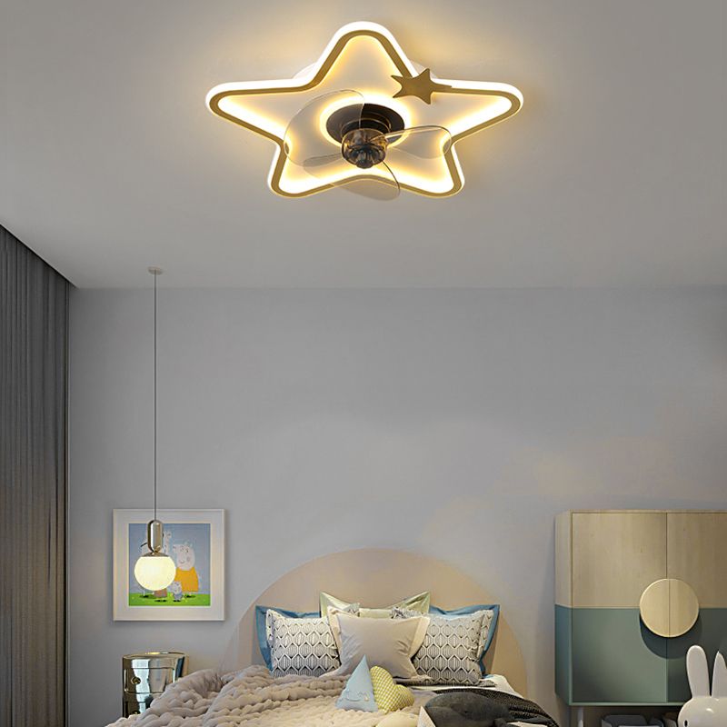 Modern Style Ceiling Fan Light LED Ceiling Mount Lamp with Acrylic Shade for Bedroom