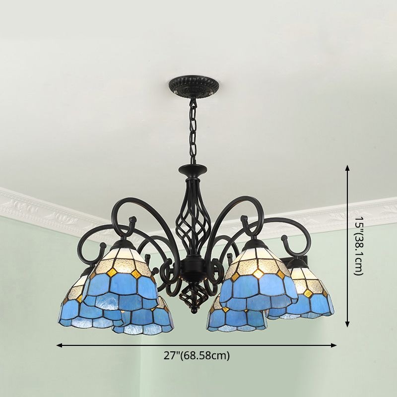 Stained Glass Tiffany Chandelier Light Living Room Ceiling Hanging Light with 12" Adjustable Chains