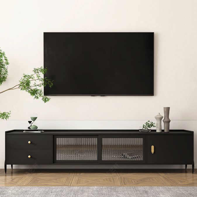 Traditional TV Stand with Drawers Rubberwood TV Media Console