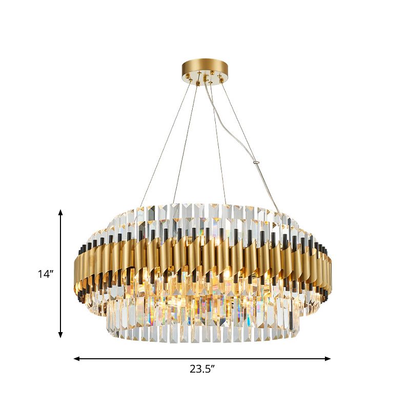 Crystal Round Hanging Pendant Light Contemporary 12/16-Light Golden Chandelier