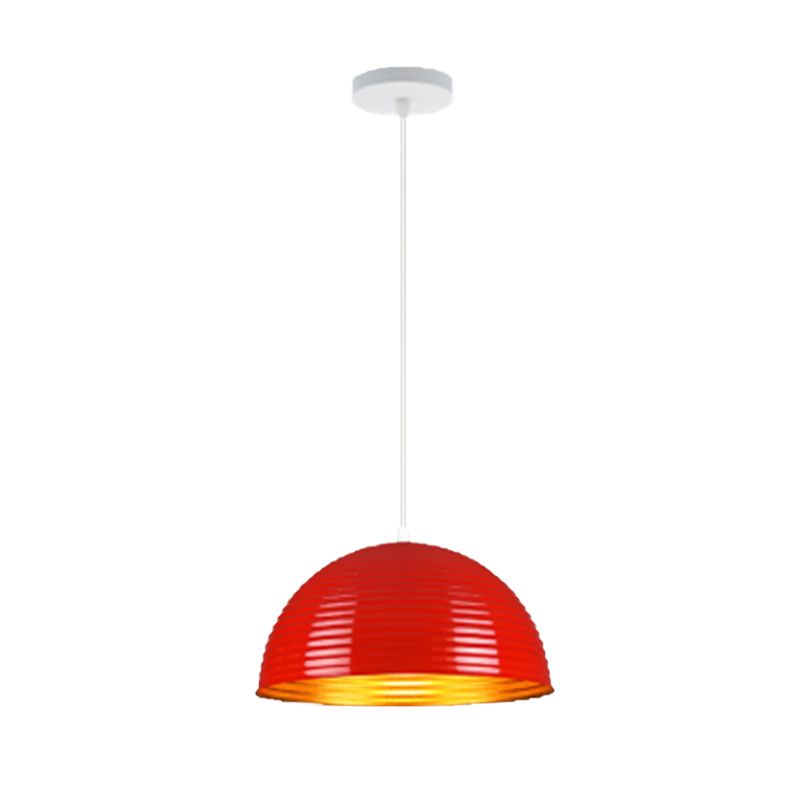 Dome Shade Pendant Light avec Ruffle Contemporary Metal Single Head Red / Jaune / Blue Pendant Light, 12 "/ 16" /19,5 "de large