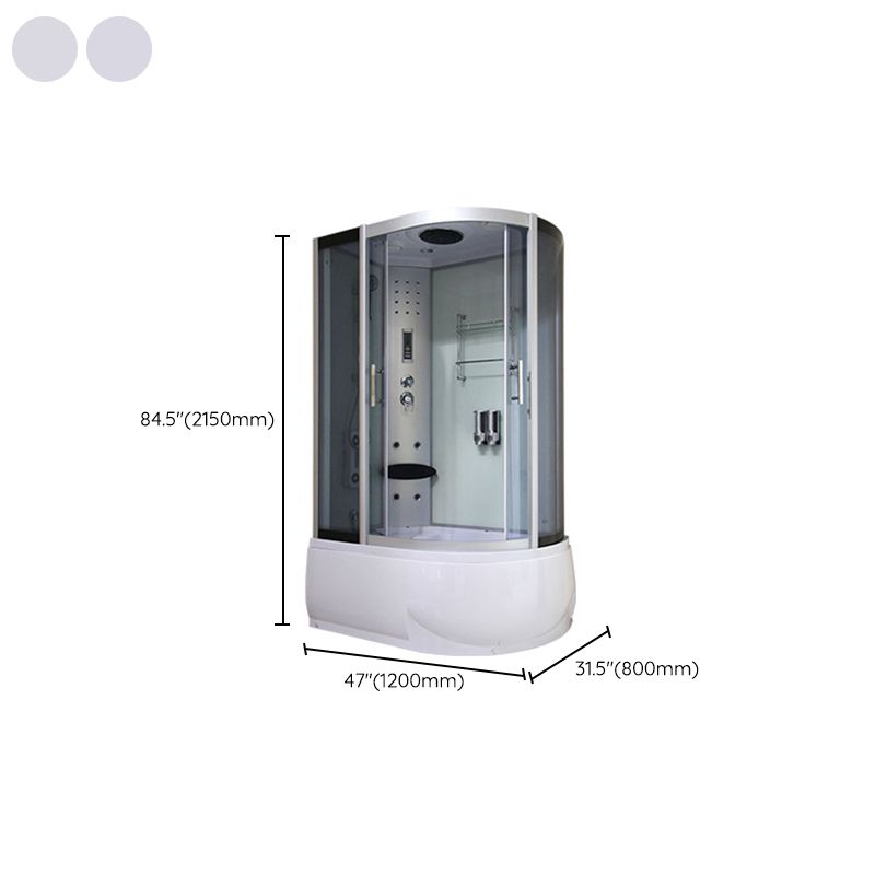 Contemporary Shower Kit Clear Tempered Framed Round Shower Stall