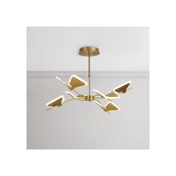 3/6/8 Lights Bedroom Chandelier with Butterfly Acrylic Shade Gold/White Hanging Ceiling Pendant