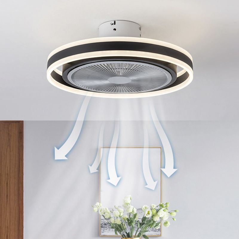 Camera da letto rotondo a filo a filo acrilico lampada ventilatore a soffitto a LED minimalista con telecomando