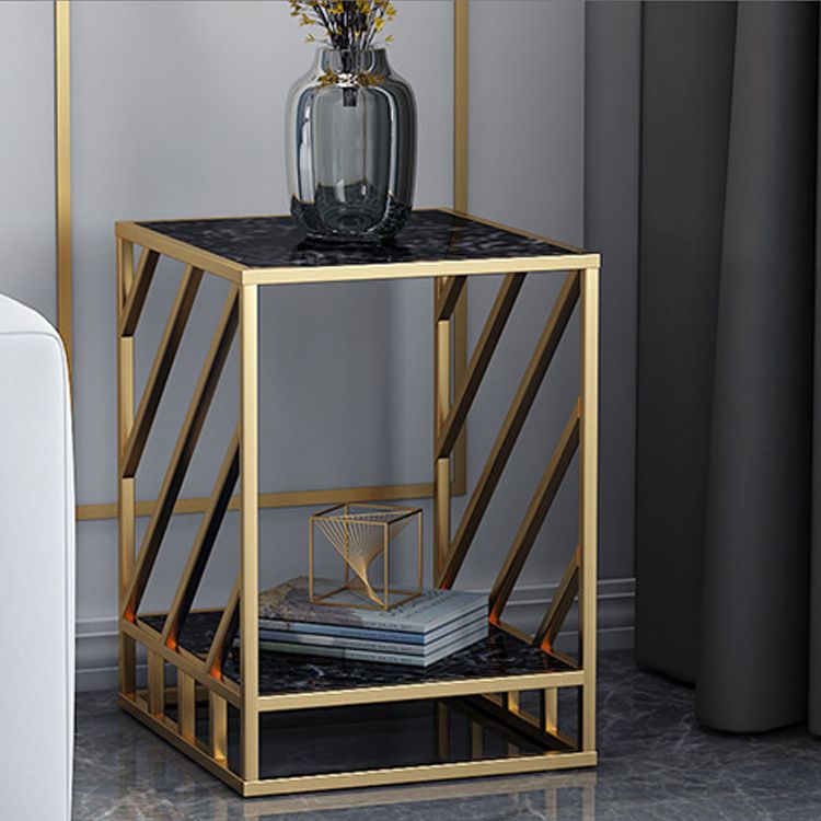 Lower Shelf Accent Table Nightstand Metal Bedside Cabinet for Bedroom