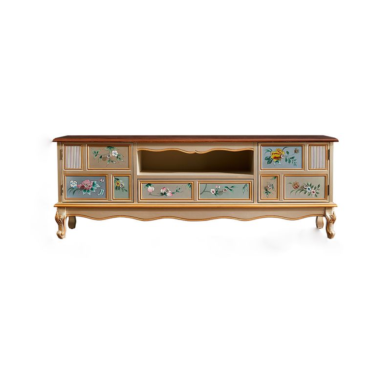 Wooden TV Media Console Glam Media Console TV Stand with 2 Drawers