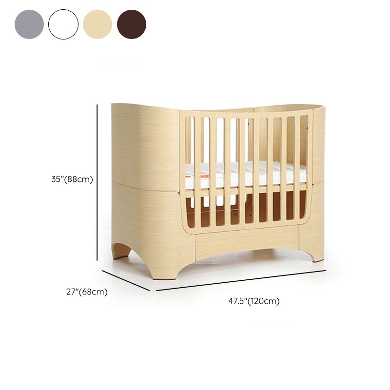 Solid Wood Adjustable Height Crib Home  5-In-1 Convertible Crib