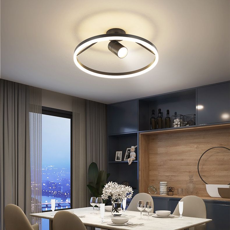 1 Spotlight LED Flush Ceiling Lights Wrought Iron Circle Flush Mount for Bedroom